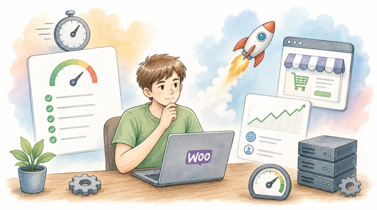 Illustration of a WordPress website protected by security shields, locks, and firewall symbols representing common security mistakes and website protection.